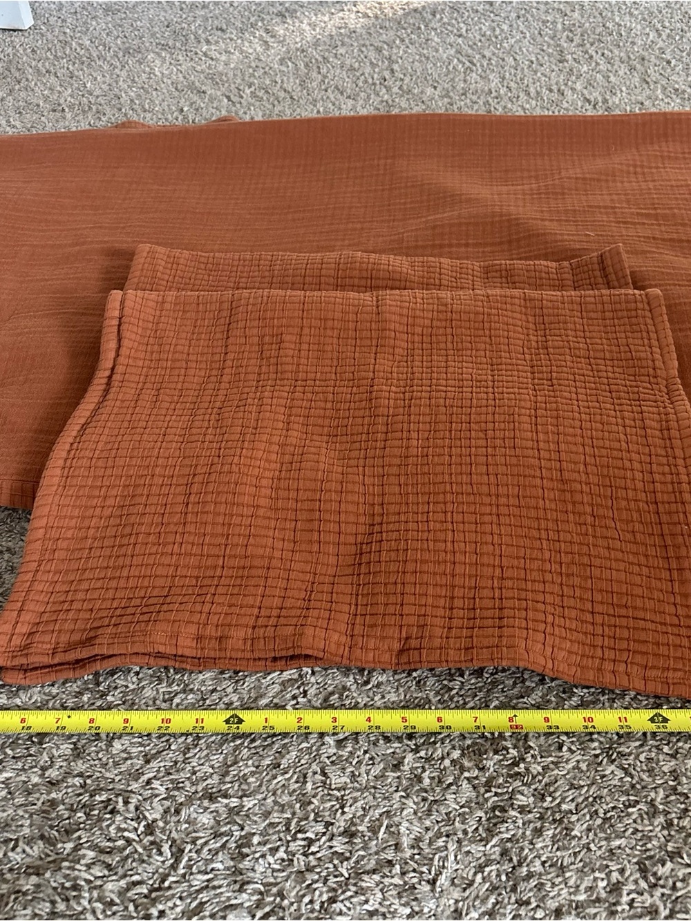 Quince Cotton Waffle Pillow Shams in Rust beige organic cotton king